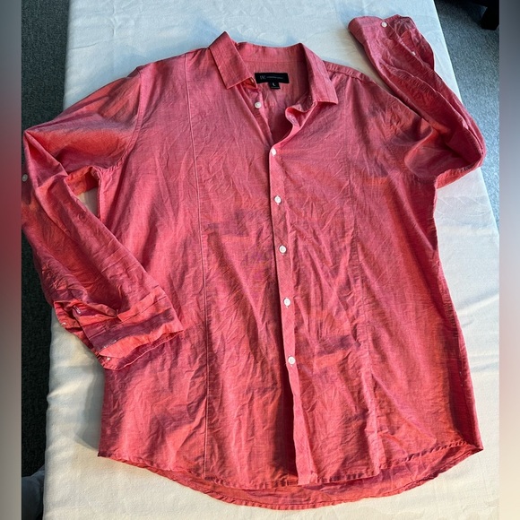 INC International Concepts Lightweight Red Button Up Shirt in Cherry Red Size L - Picture 5 of 8